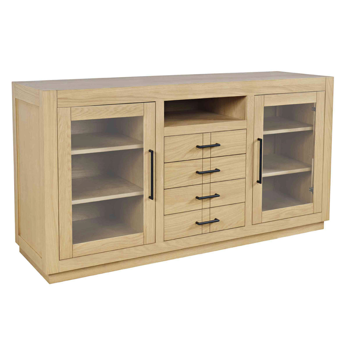 Front right view of Auburn Hills Light Oak 60 Inch Console