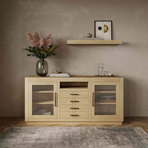 A room setting featuring Auburn Hills Light Oak 60 Inch Console
