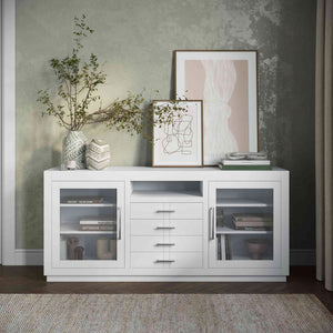 A room setting featuring Auburn Hills White 70 Inch Console