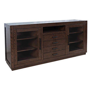 Front right view of Auburn Hills Dark Oak 70 Inch Console