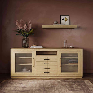A room setting featuring Auburn Hills Light Oak 70 Inch Console