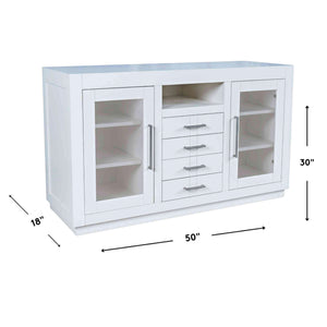Detail image of Auburn Hills White 50 Inch Console with overlay of product dimensions