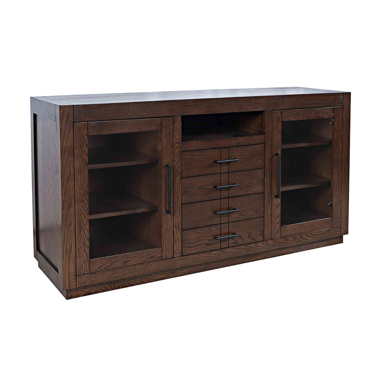 Front right view of Auburn Hills Dark Oak 50 Inch Console