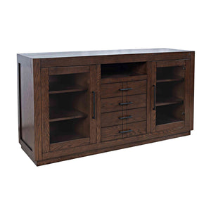 Front right view of Auburn Hills Dark Oak 50 Inch Console