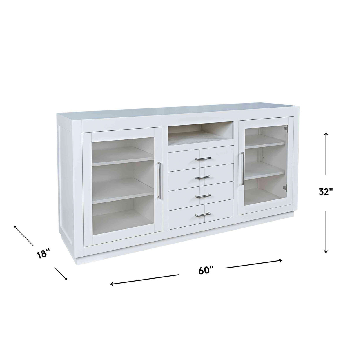 Detail image of Auburn Hills White 60 Inch Console with overlay of product dimensions
