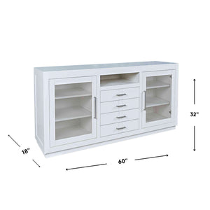 Detail image of Auburn Hills White 60 Inch Console with overlay of product dimensions