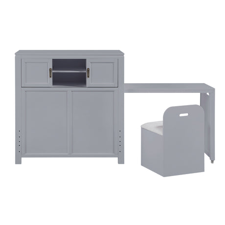 Sloane Gray Twin Headboard with Desk and Stool QK1100840