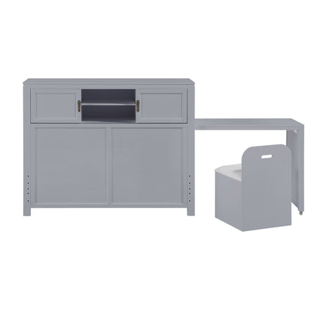 Sloane Gray Full Headboard with Desk and Stool QK1100843