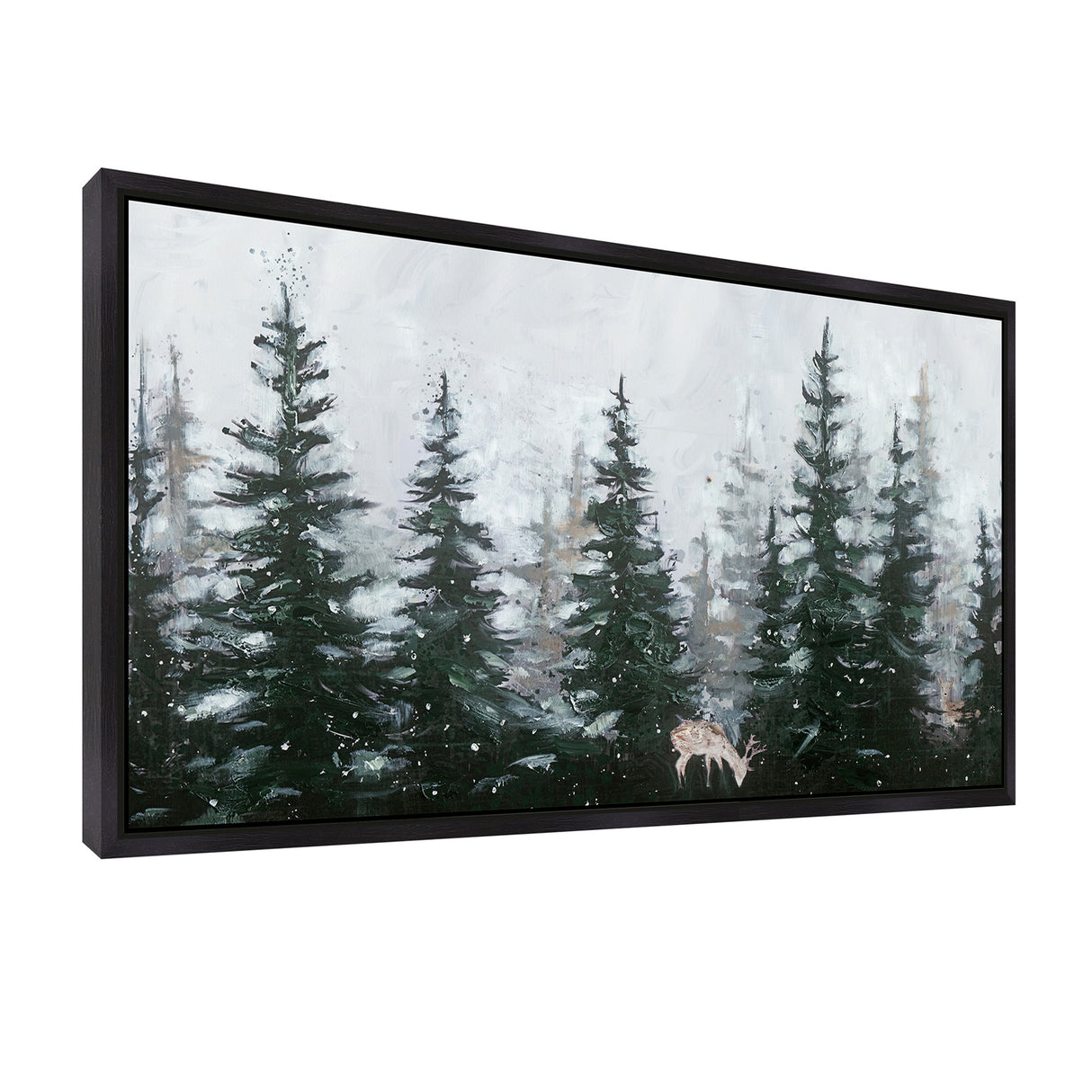 Front right view of Deer In Forest Wall Art