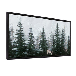 Front right view of Deer In Forest Wall Art