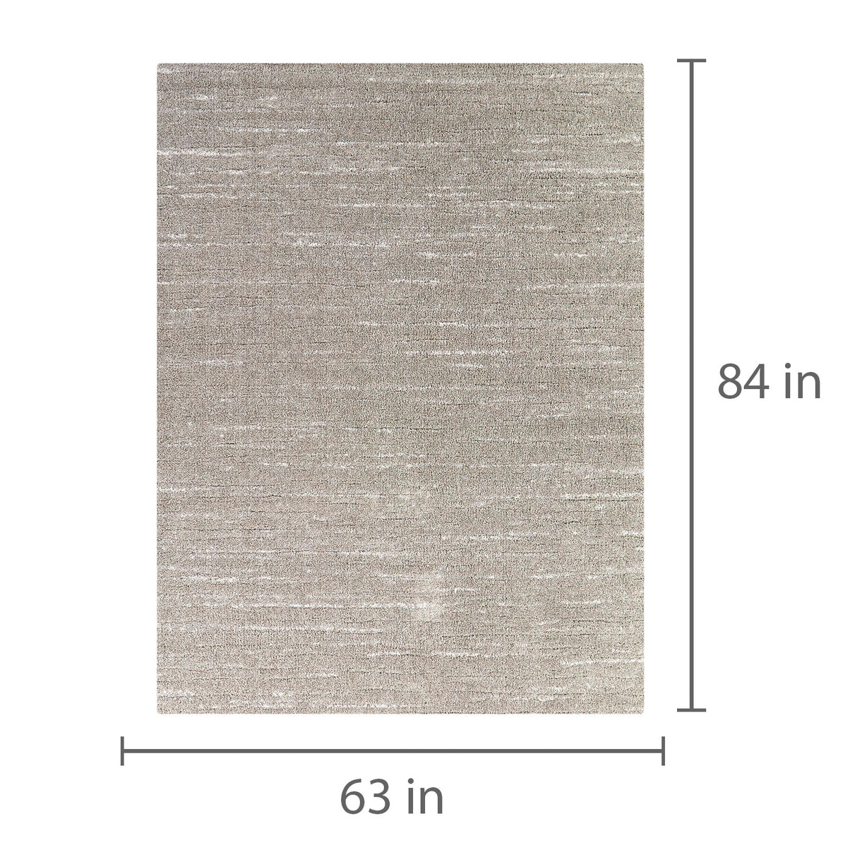 Detail image of Glynn Gray 5x8 Abstract Area Rug with overlay of product dimensions