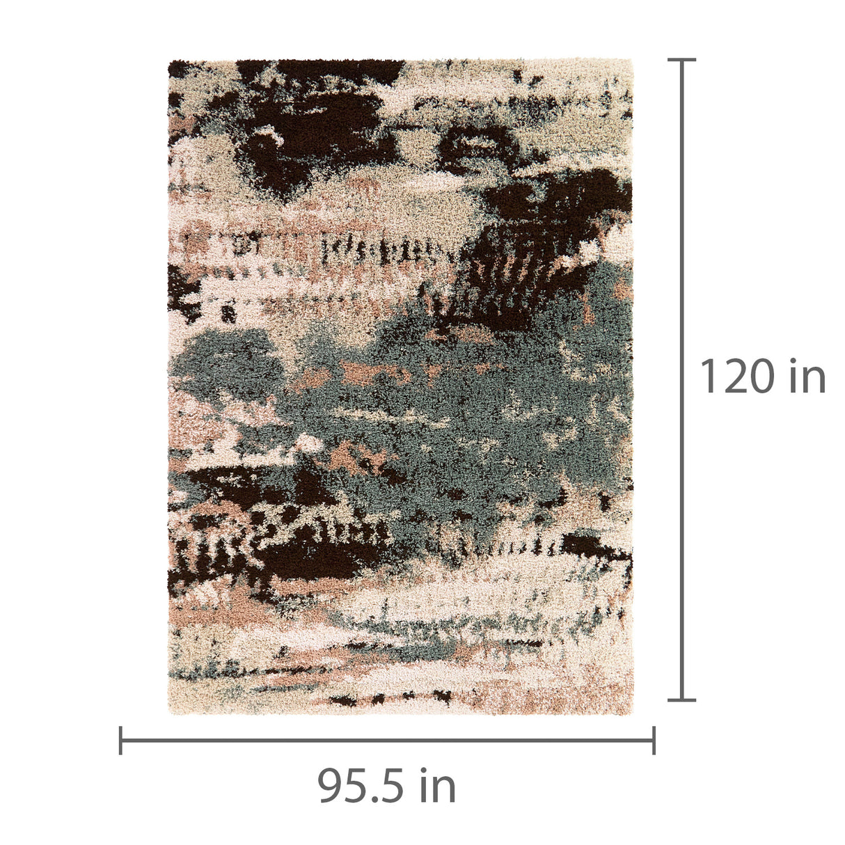 Detail image of Macleod Cream 8x10 Abstract Area Rug with overlay of product dimensions