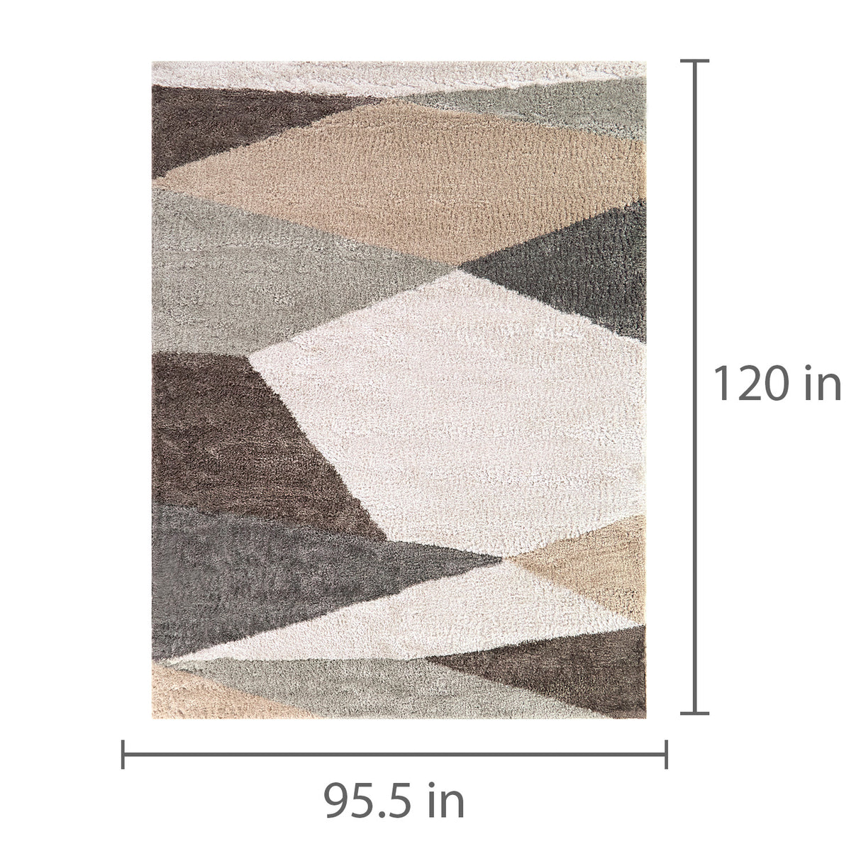 Detail image of Brennan Cream 8x10 Geometric Area Rug with overlay of product dimensions