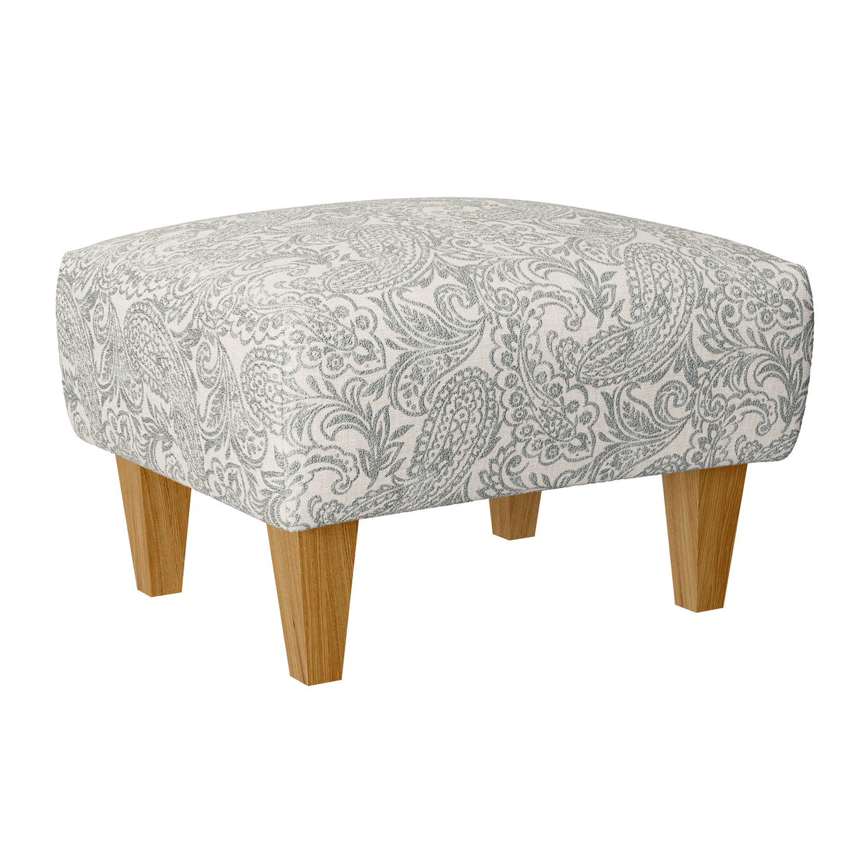 Front left view of Riley Cream Ottoman