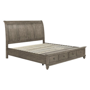 Front left view of Paola Gray Queen Storage Bed