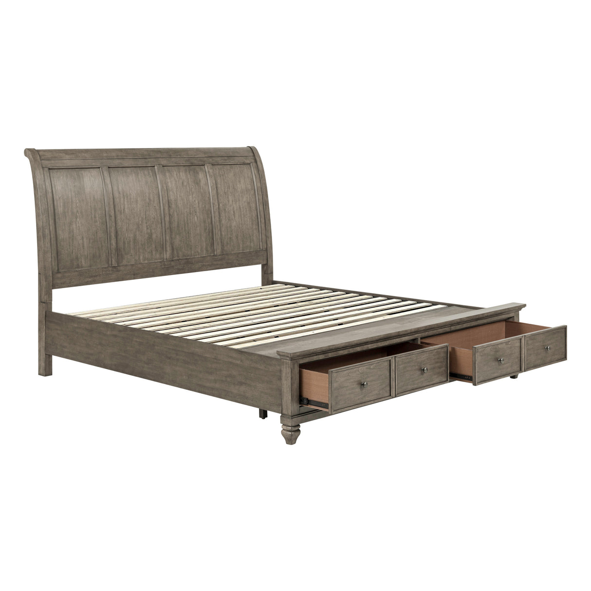Open view of Paola Gray Kg Storage Bed