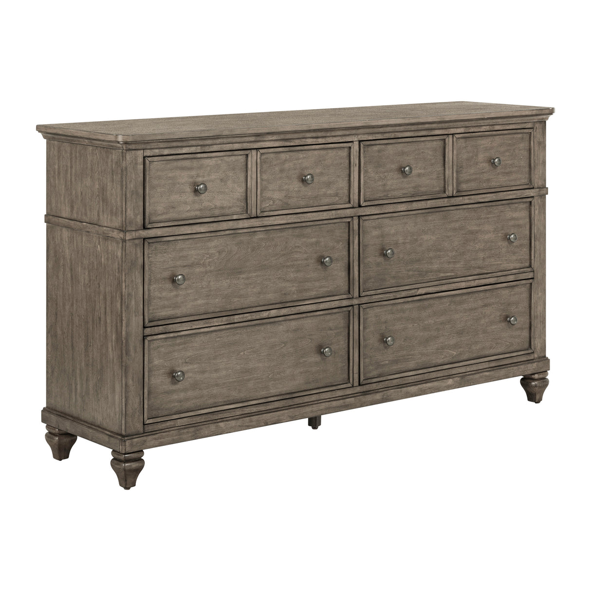 Front left view of Paola Gray 6 Drawer Dresser