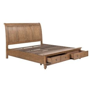 Open view of Paola Chestnut Queen Storage Bed