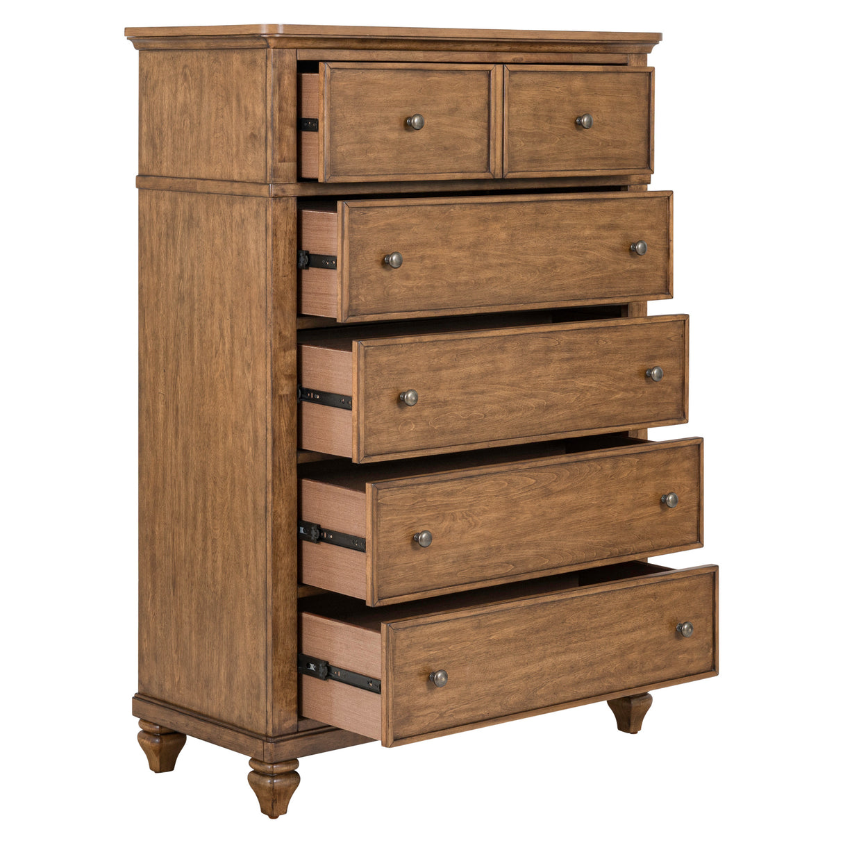 Open view of Paola Chestnut 5 Drawer Chest