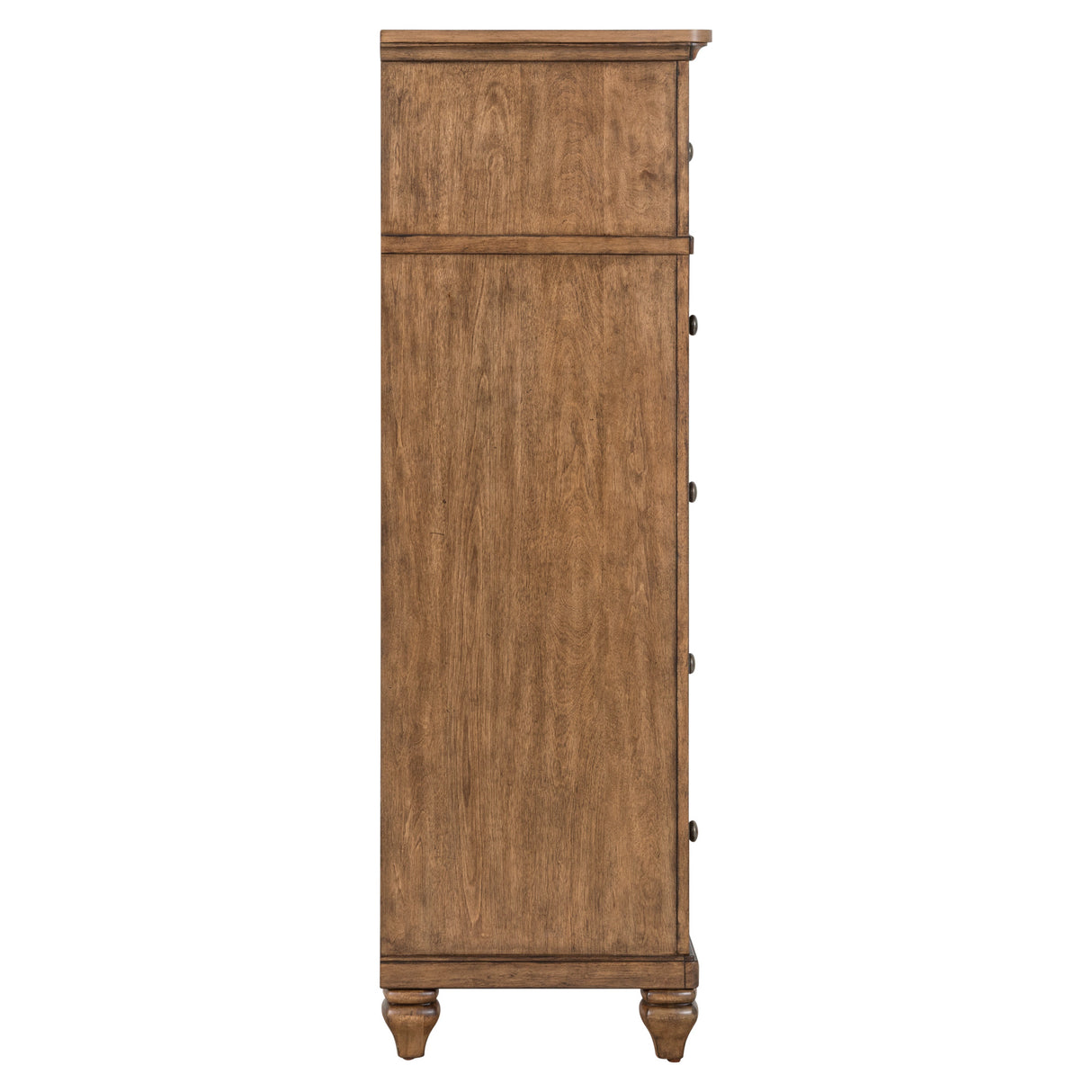 Side view of Paola Chestnut 5 Drawer Chest