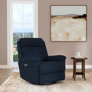 A room setting featuring Sophisticated Marina Swivel Power Recliner