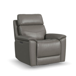 Front right view of Refined Pewter Swivel Power Recliner