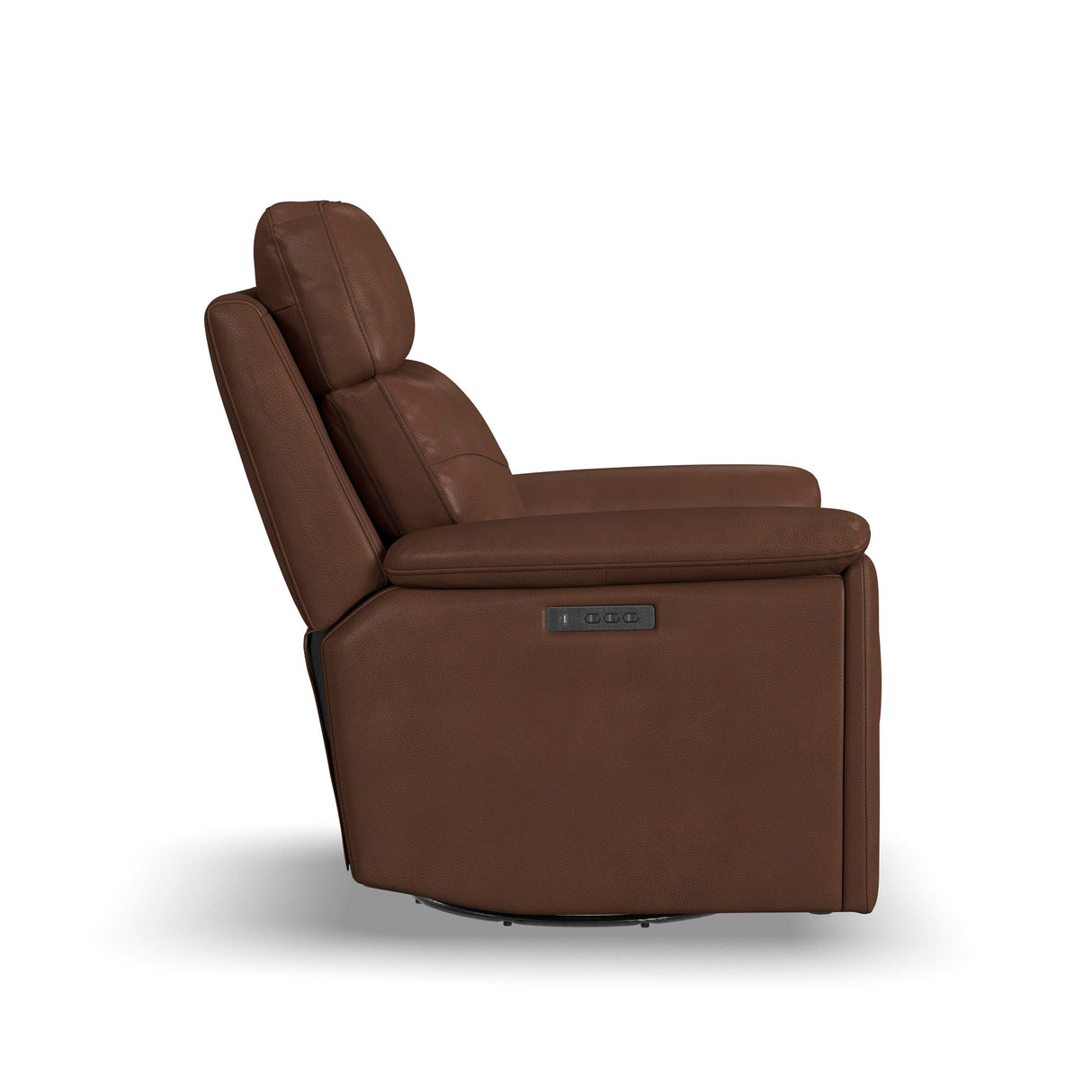 Side view of Refined Cocoa Swivel Power Recliner