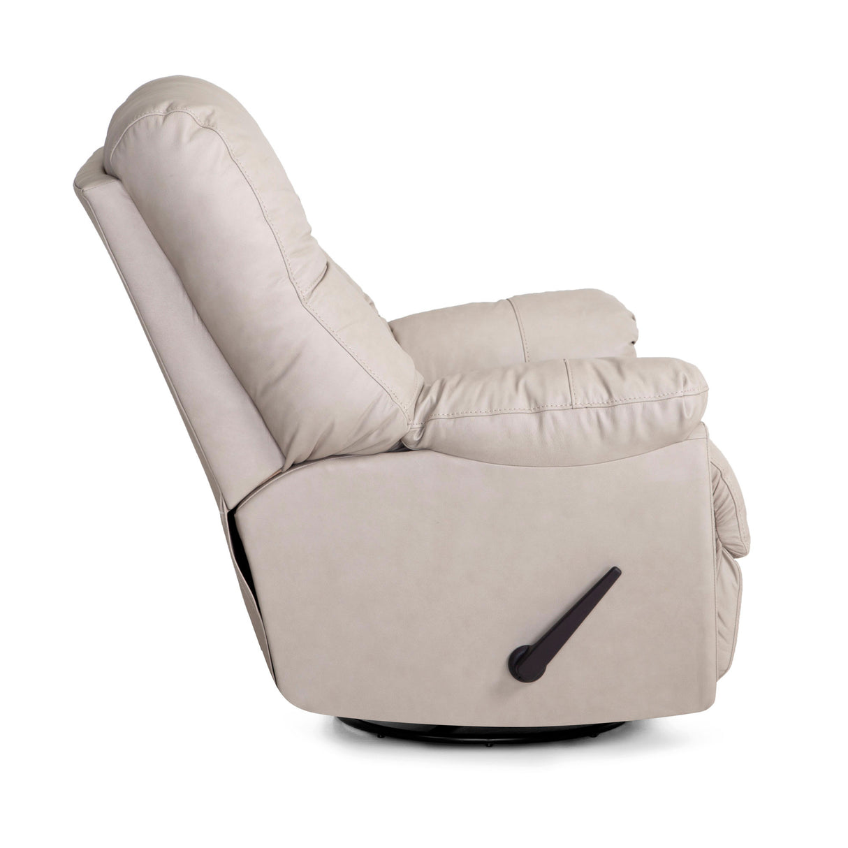 Side view of Yogi Taupe Leather Swivel Recliner