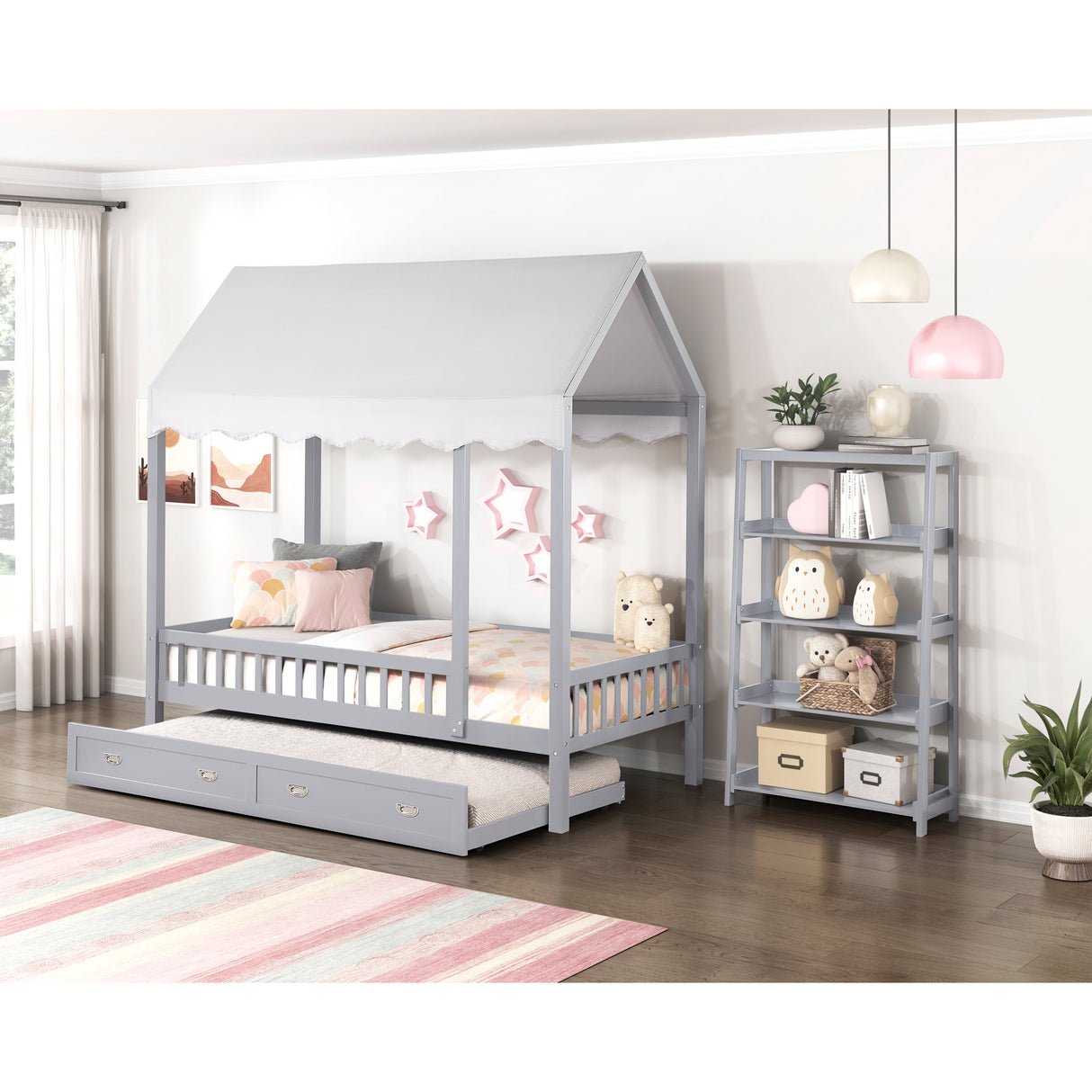 A room setting featuring Sloane Gray Trundle