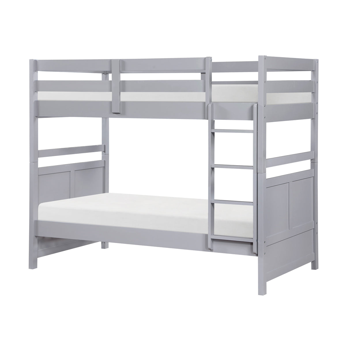 Front left view of Sloane Gray Twin Over Twin Bunk Bed