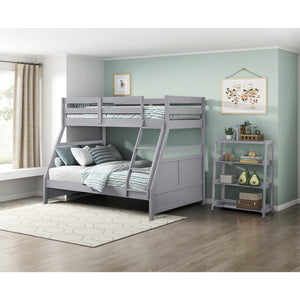 A room setting featuring Sloane Gray Twin Over Full Bunk Bed
