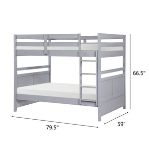 Detail image of Sloane Gray Full Over Full Bunk Bed with overlay of product dimensions