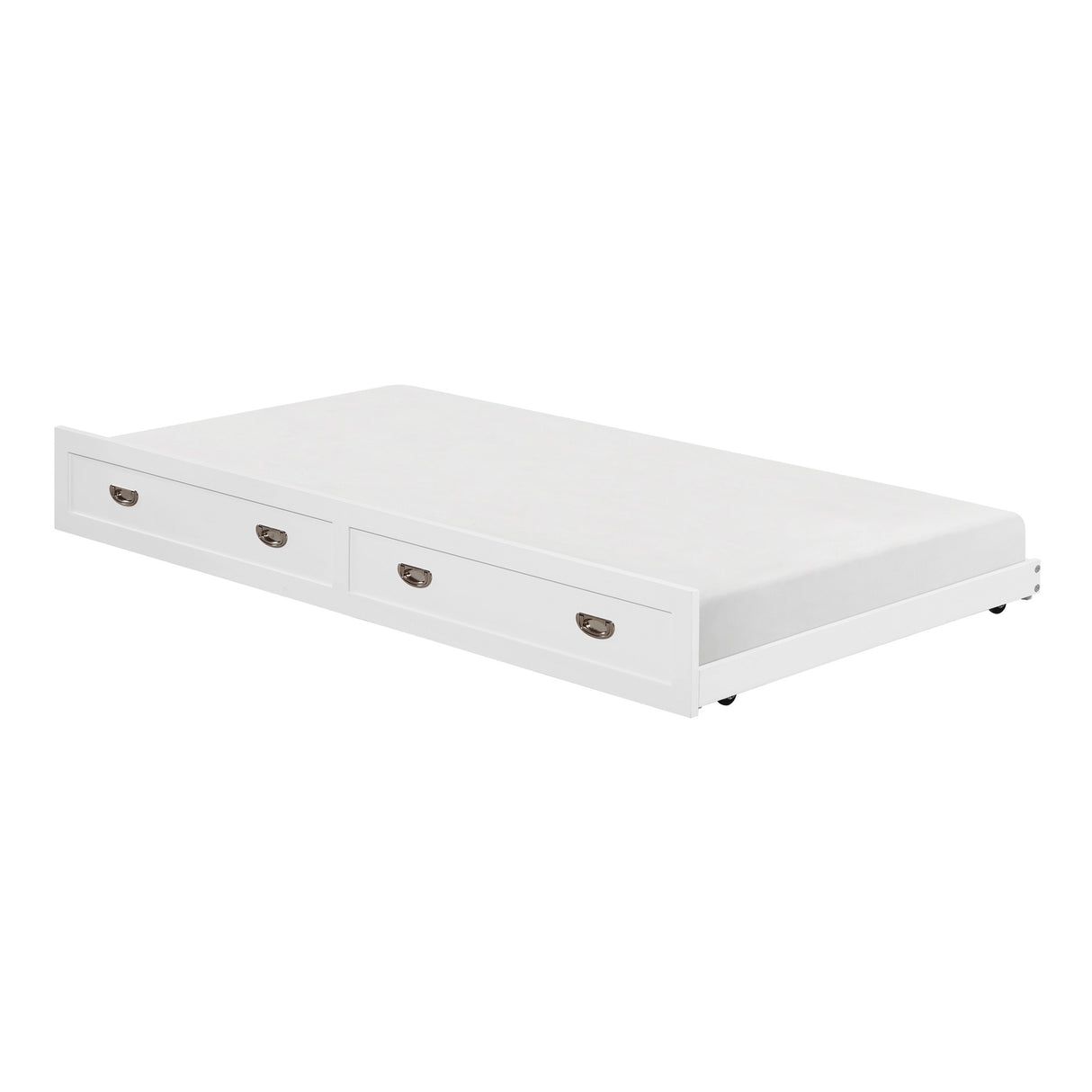 Front left view of Sloane White Trundle