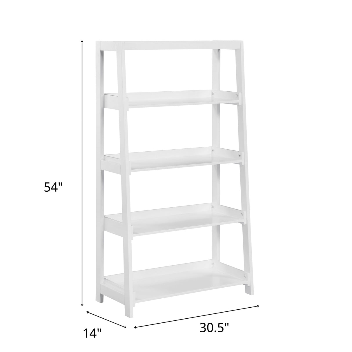 Detail image of Sloane White Bookcase with overlay of product dimensions