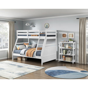 A room setting featuring Sloane White Twin Over Full Bunk Bed