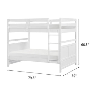 Detail image of Sloane White Full Over Full Bunk Bed with overlay of product dimensions