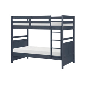 Front left view of Sloane Navy Twin Over Twin Bunk Bed