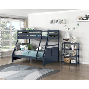 A room setting featuring Sloane Navy Twin Over Full Bunk Bed