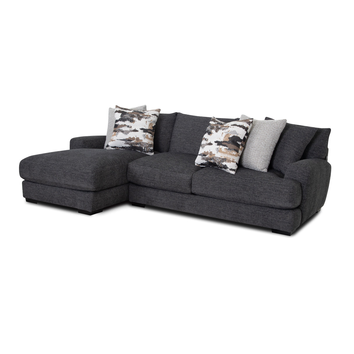 Front right view of Vale Slate 2 Piece Left Chaise Sofa