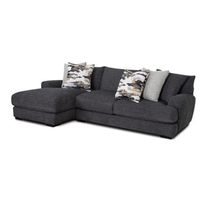 Front right view of Vale Slate 2 Piece Left Chaise Sofa