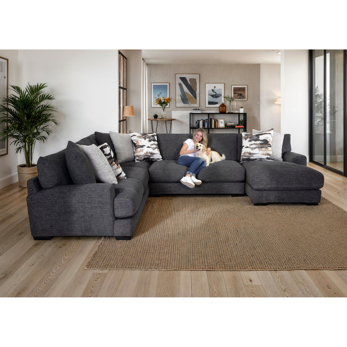 A room setting featuring Vale Slate 4 Piece Right Chaise Sectional