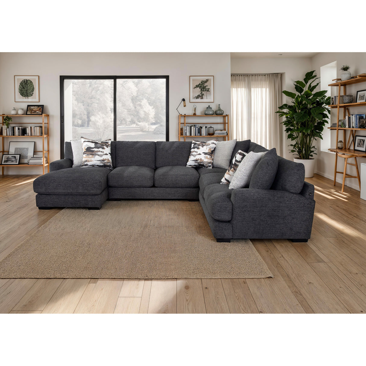 Room setting 2 featuring Vale Slate 4 Piece Left Chaise Sectional