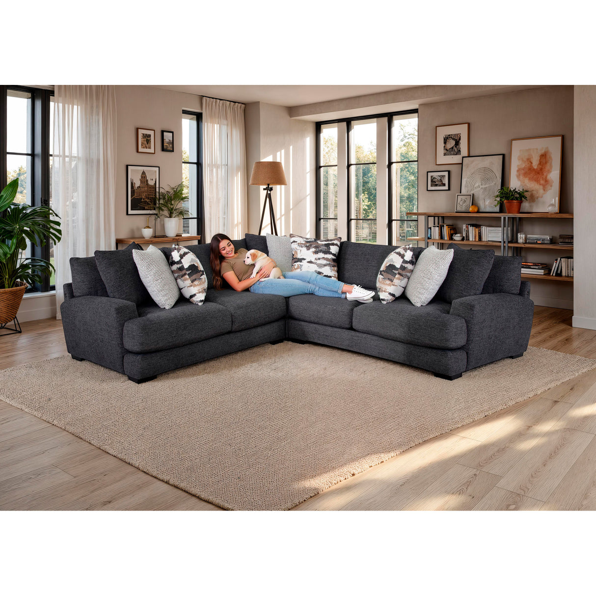 A room setting featuring Vale Slate 3 Piece Sectional