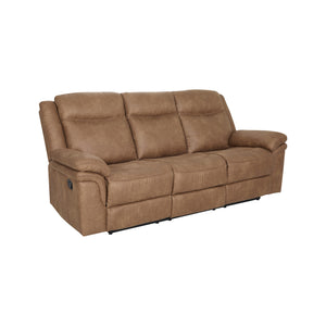 Front right view of Remy Brown Reclining Sofa