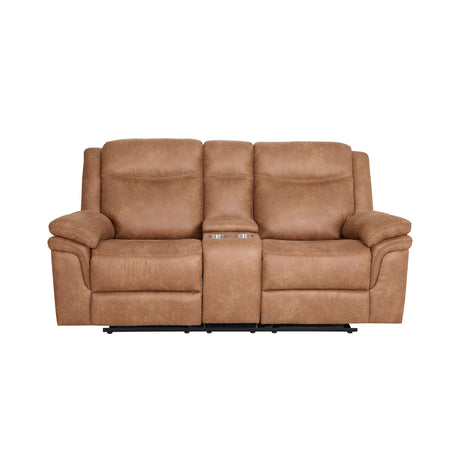 Remy Brown Glider Reclining Loveseat QK1102856