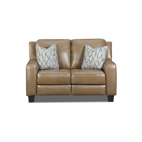 Primrose Hill Toast Leather Power Reclining Loveseat QK1103566