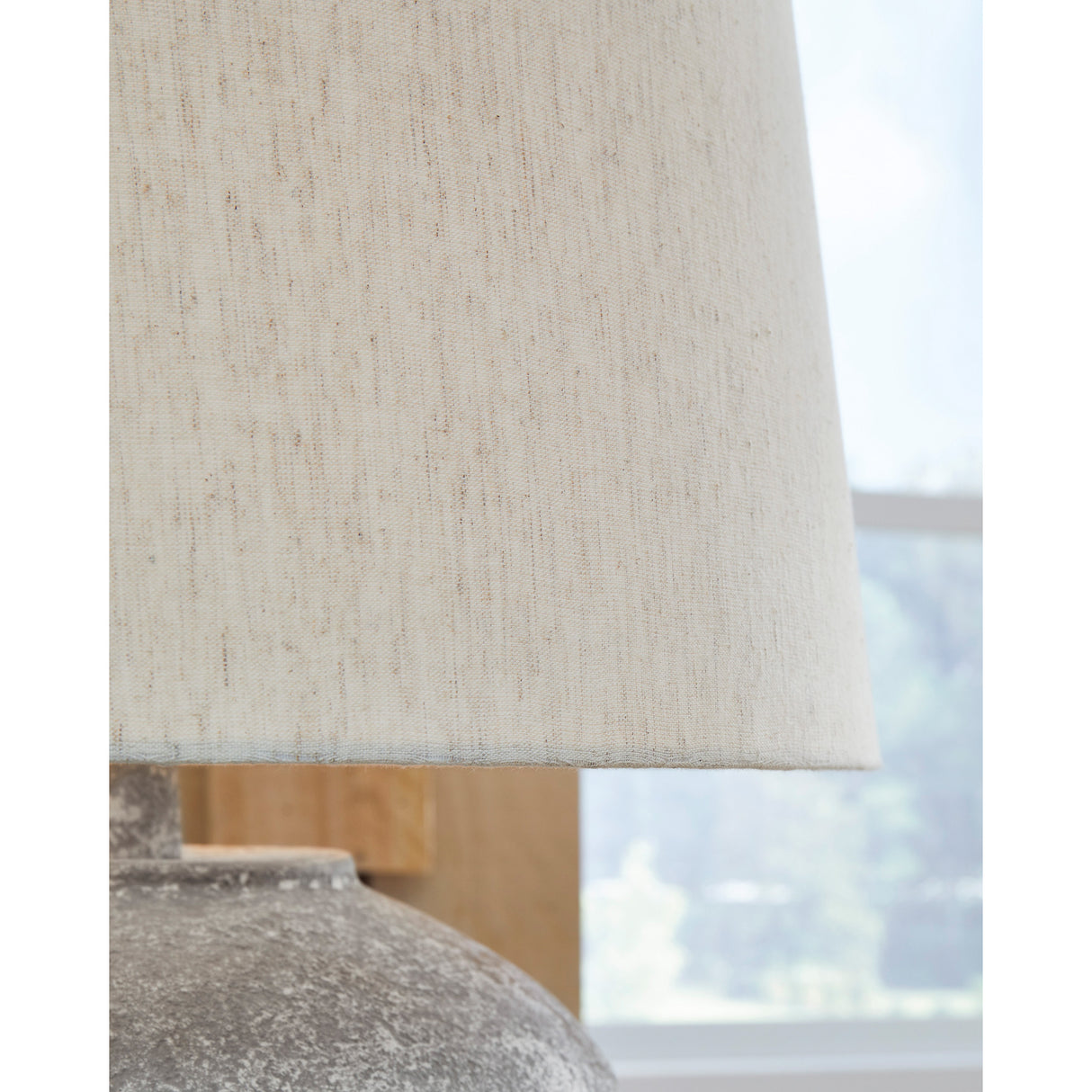 Detail view of Dreward Distressed Gray Table Lamp