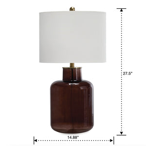 Detail image of Mette BrownTable Lamp with overlay of product dimensions