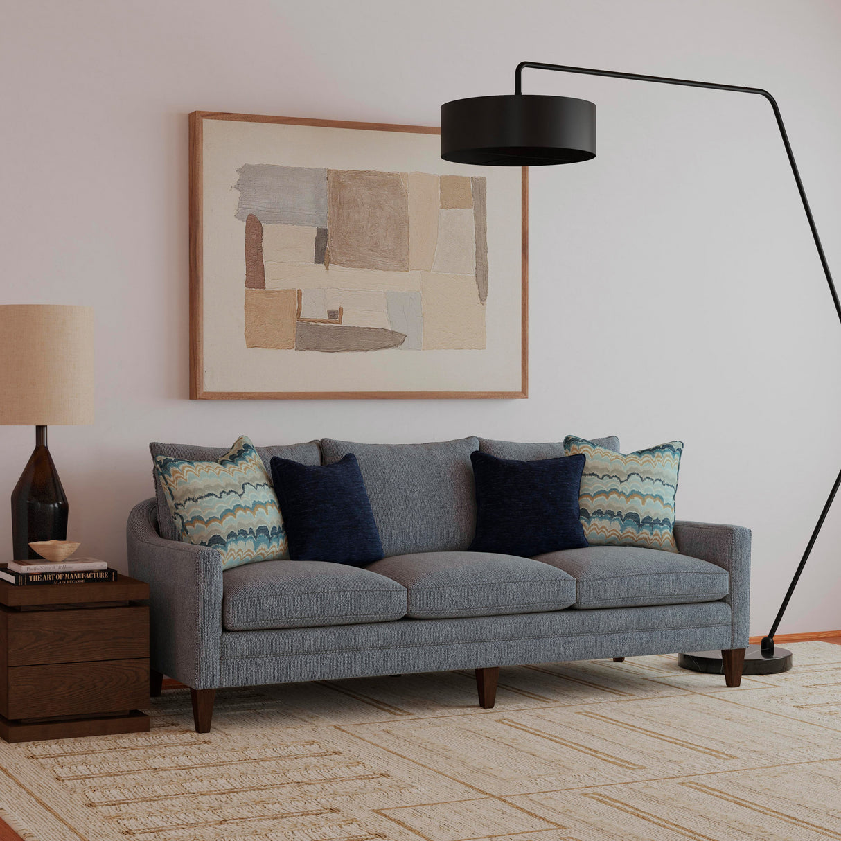 A room setting featuring Eleanora Blue Sofa