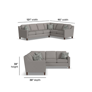 Detail view of Finley Timber 2 Piece Left Sofa Sectional